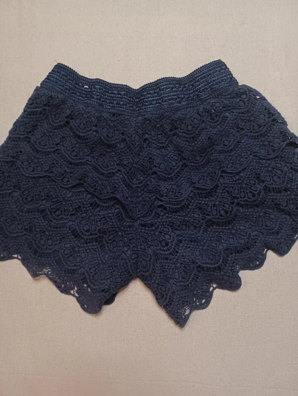 Justice Navy Crochet Layered Lace Shorts Girls Size 14/16